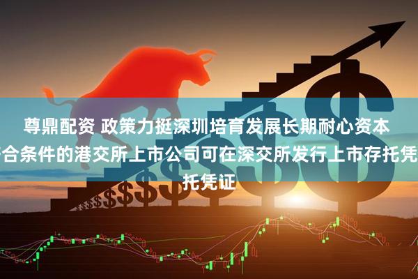 尊鼎配资 政策力挺深圳培育发展长期耐心资本 符合条件的港交所上市公司可在深交所发行上市存托凭证
